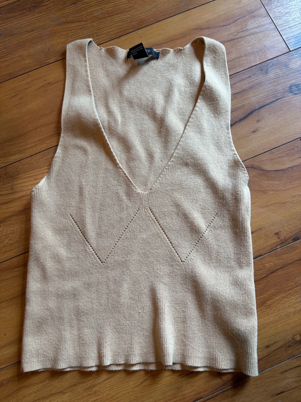 Forever 21 Tan V-Neck Knit Tank — Sleeveless Layering Top